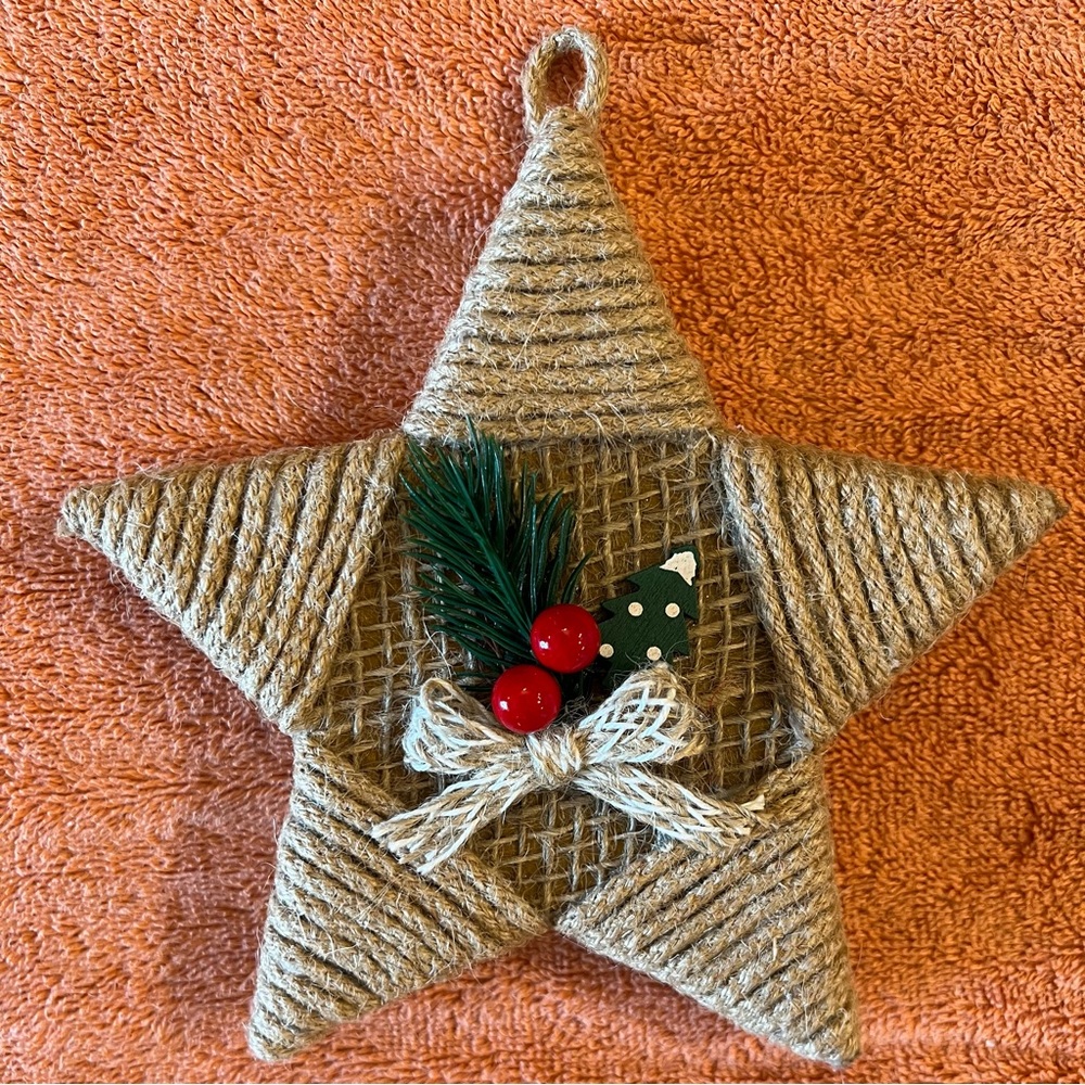 Hand Crafted Star Holiday Decor with Red and Green Accents